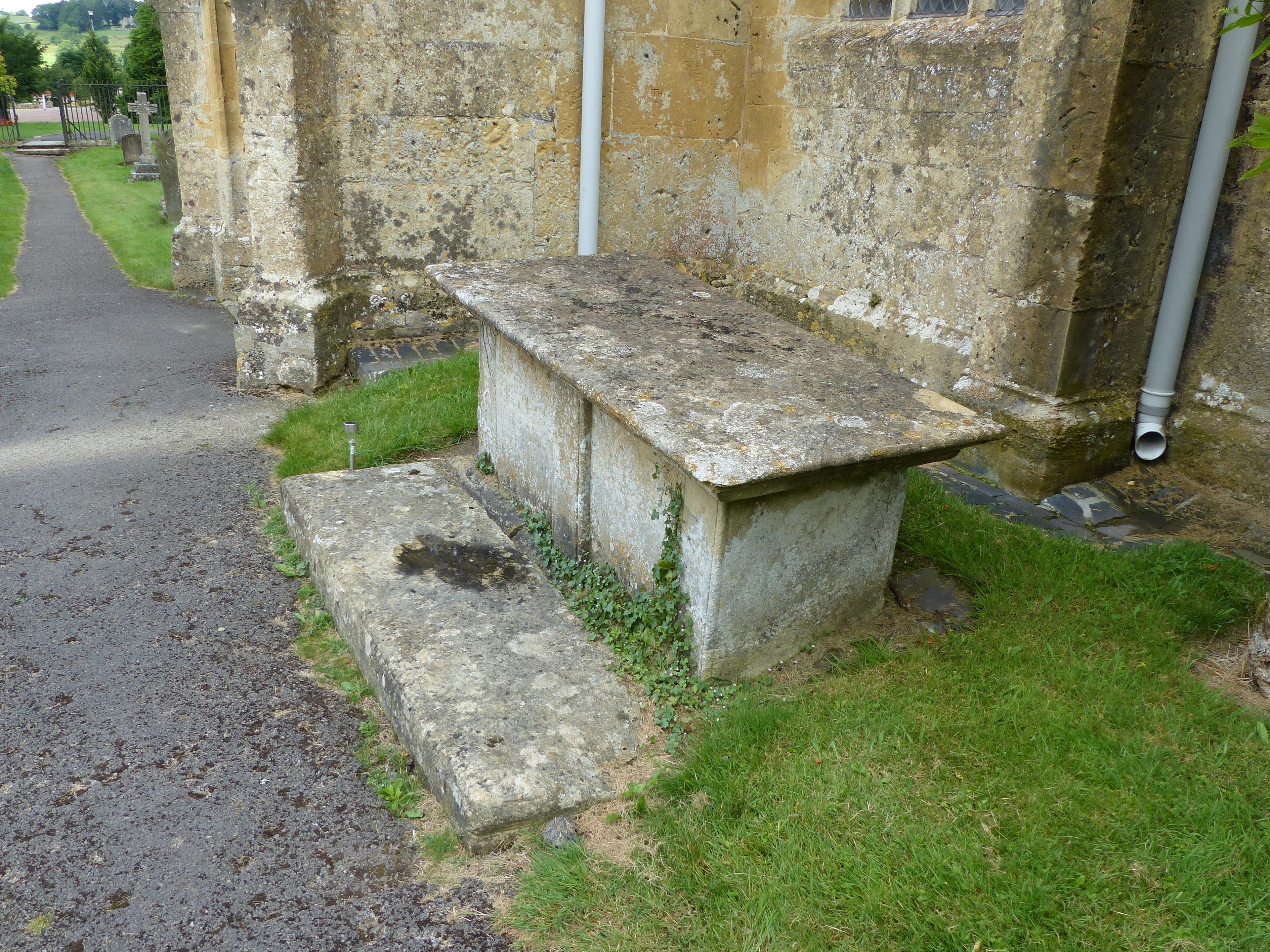 Francis Woolley monument in the churchyard of the Church of St Peter circa 2 metres east of the south porch