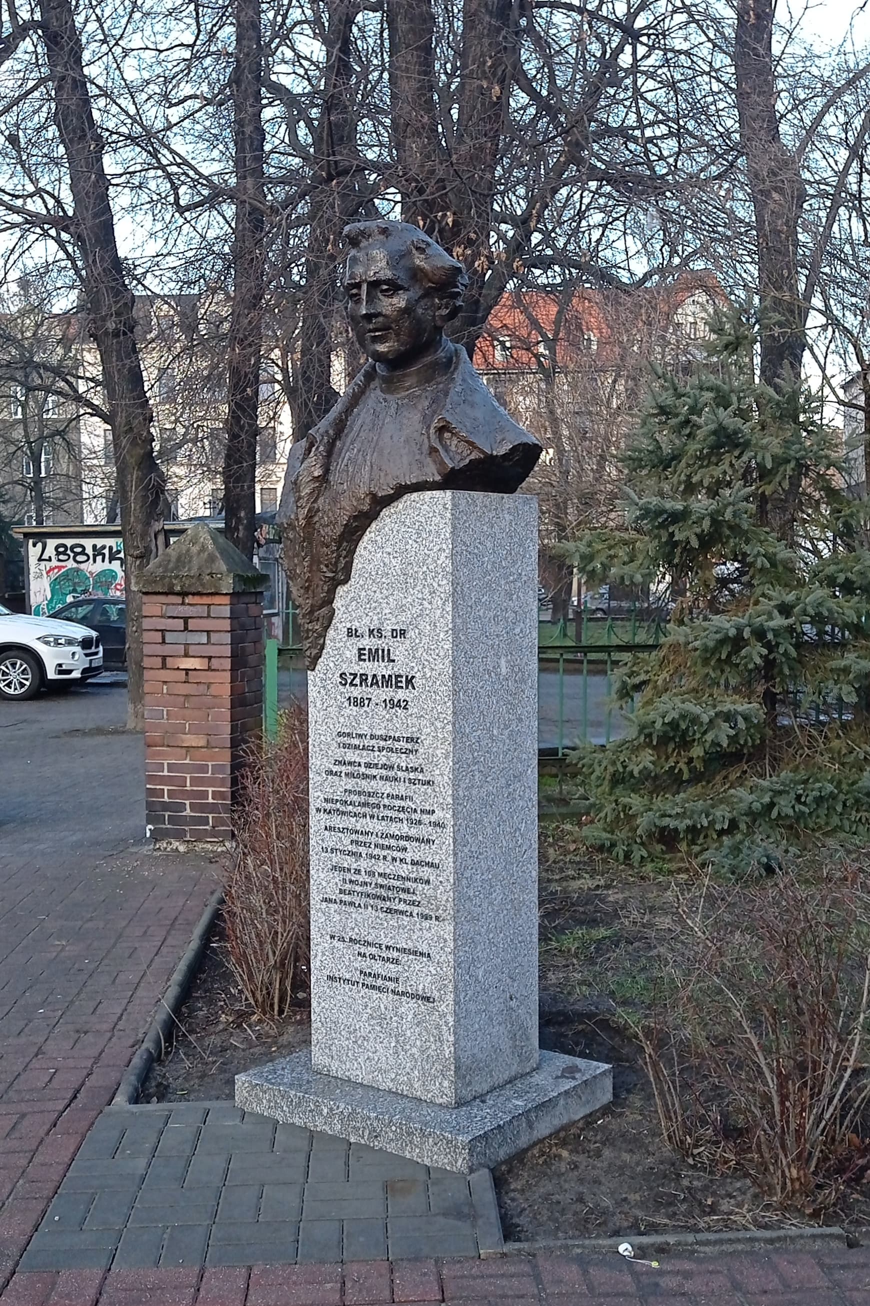 monument to priest Emil Szramek in Katowice