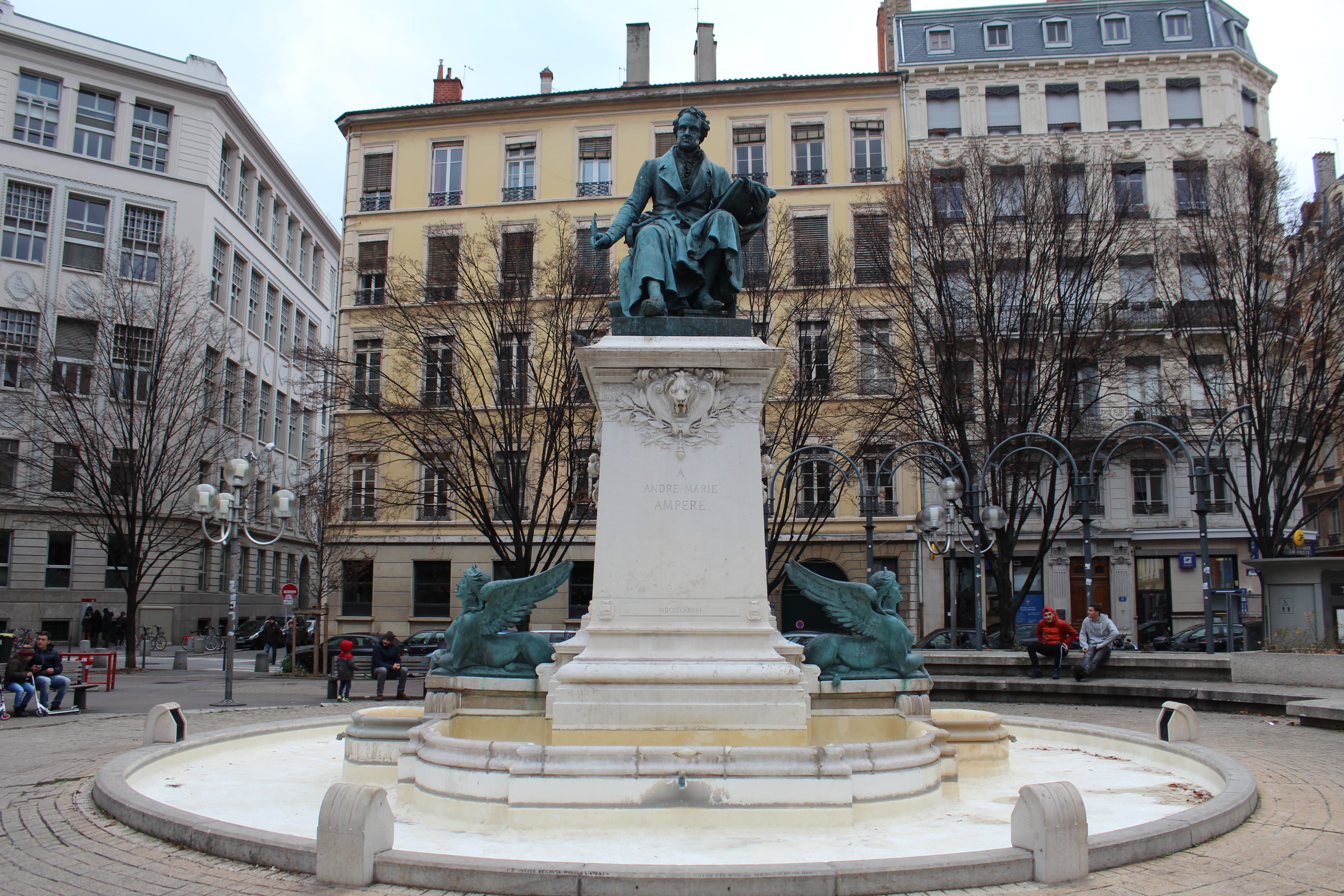Statue of André-Marie Ampère in place Ampère